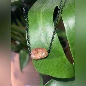 Reddish green garnet crystal necklace
